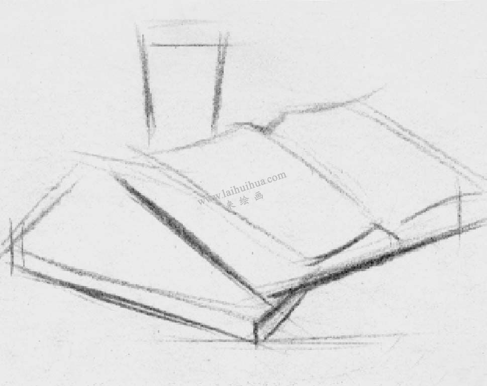 素描翻開的書籍 步驟1