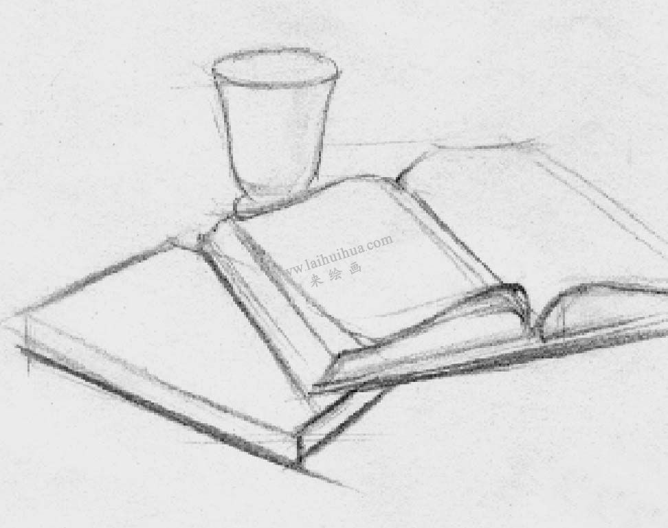 素描翻開的書籍 步驟2
