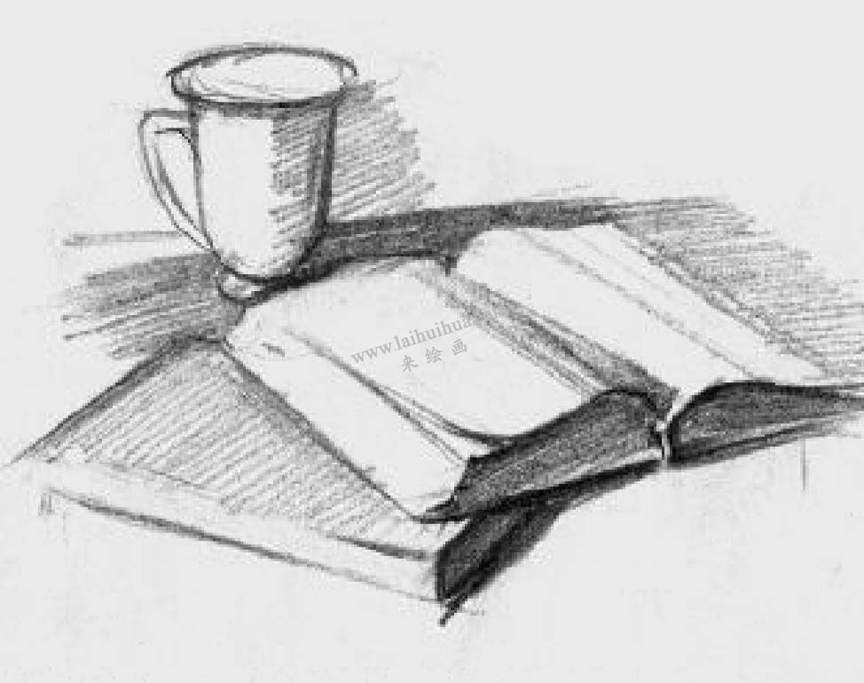 素描翻開的書籍 步驟3