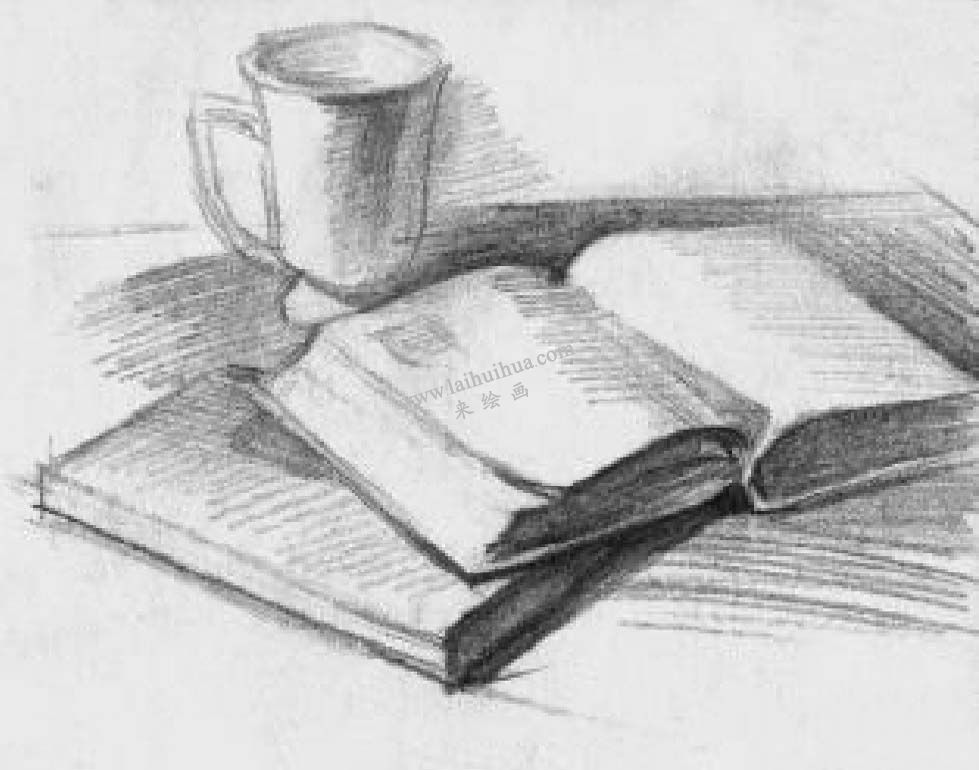 素描翻開的書籍 步驟04
