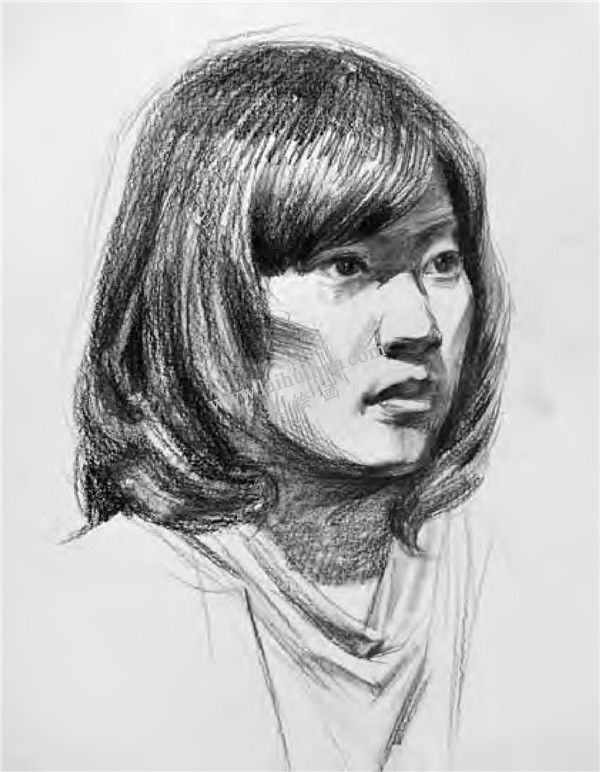女性素描頭像寫(xiě)生畫(huà)法 步驟二