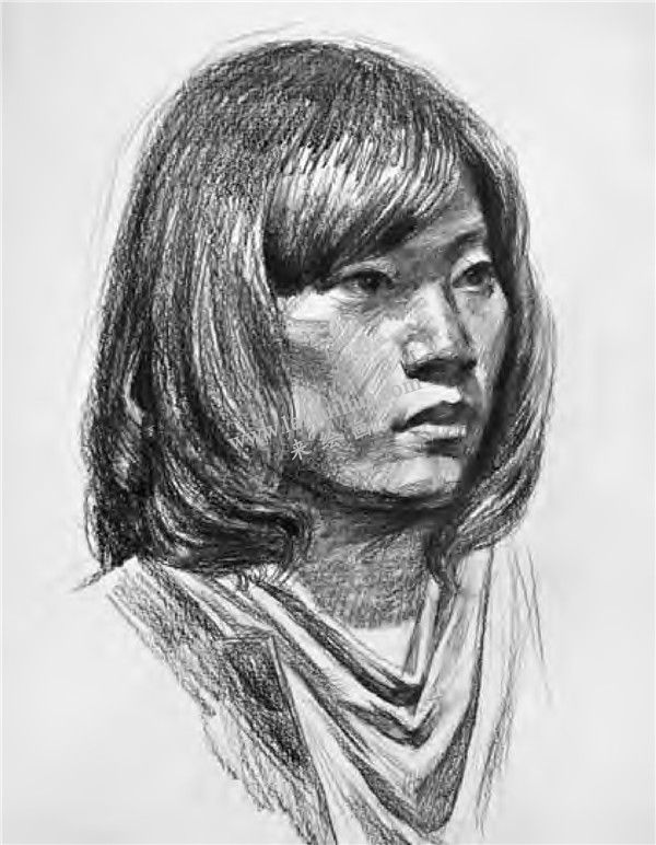 女性素描頭像寫(xiě)生畫(huà)法  步驟三