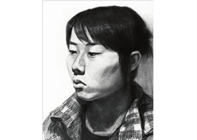素描盤發(fā)女青年頭像的步驟
