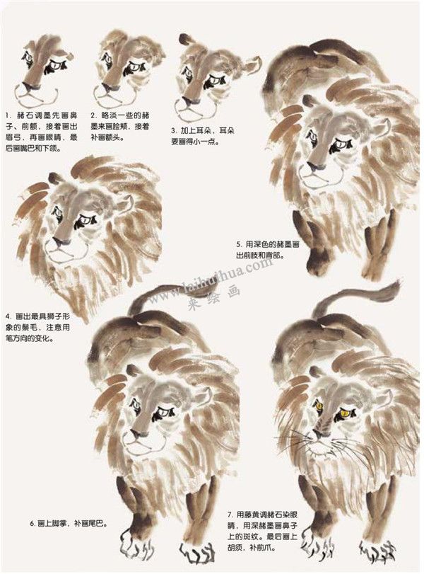 獅子的國(guó)畫(huà)畫(huà)法步驟