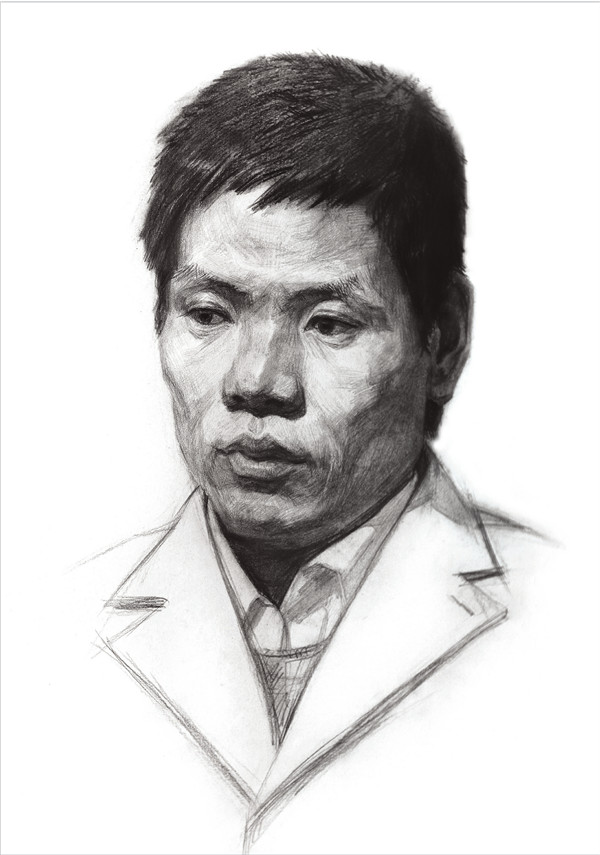 素描正面男中年頭像的步驟