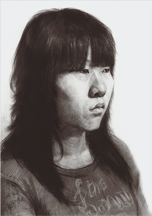  素描長發(fā)女青年頭像的步驟