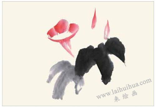 牽牛花的國畫畫法 步驟二