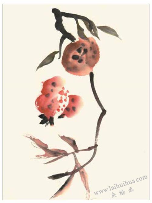 石榴的國(guó)畫(huà)畫(huà)法 步驟二