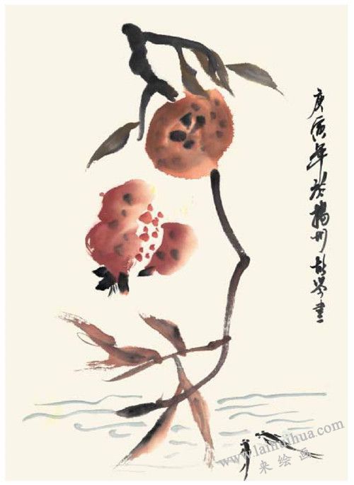 石榴的國(guó)畫(huà)畫(huà)法 步驟四