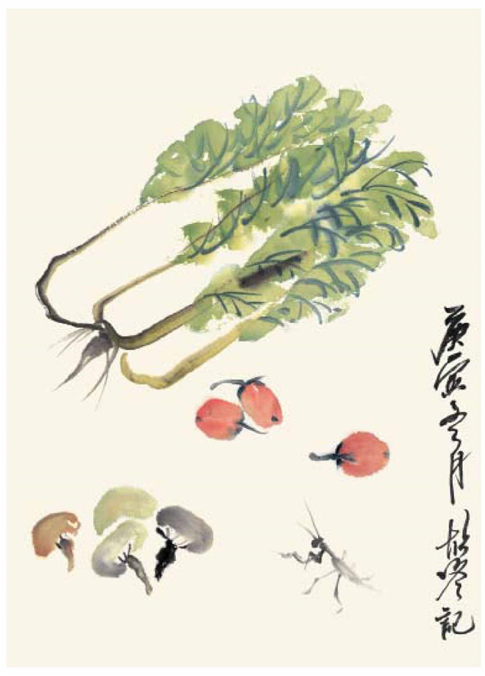 白菜和蘑菇的國(guó)畫畫法