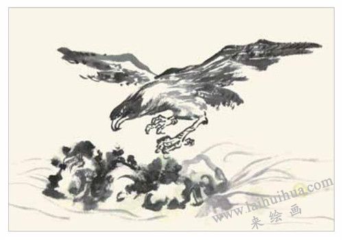 老鷹的國畫畫法 步驟三