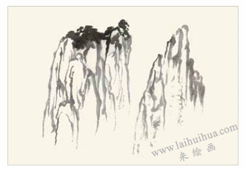 連綿的山巒國(guó)畫畫法  步驟一
