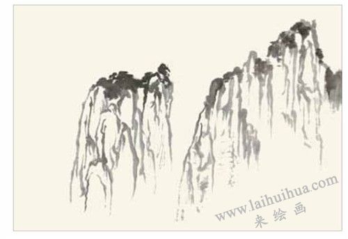 連綿的山巒國(guó)畫畫法  步驟二
