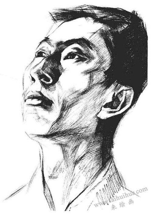 側(cè)光線男青年肖像頭像素描 步驟六