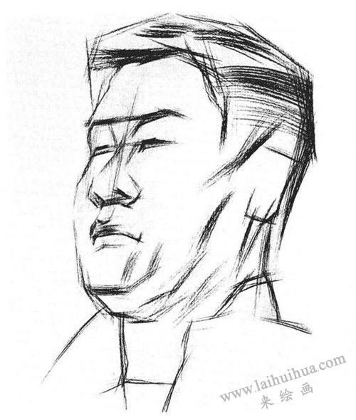 四分之三男青年肖像素描畫法步驟 二