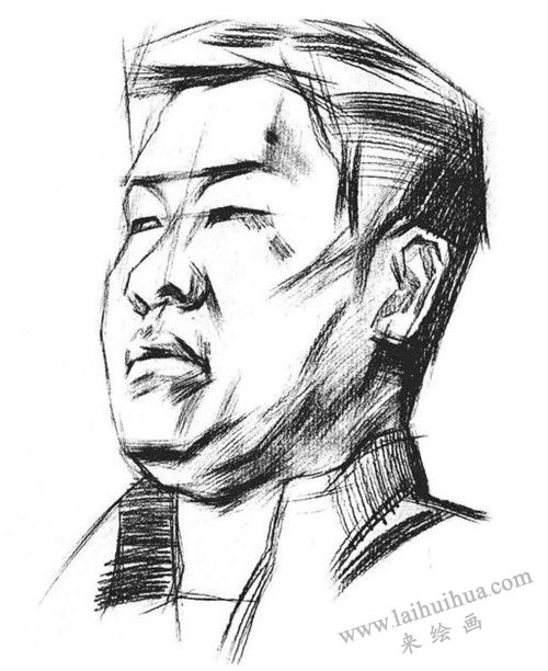 四分之三男青年肖像素描畫法步驟 三