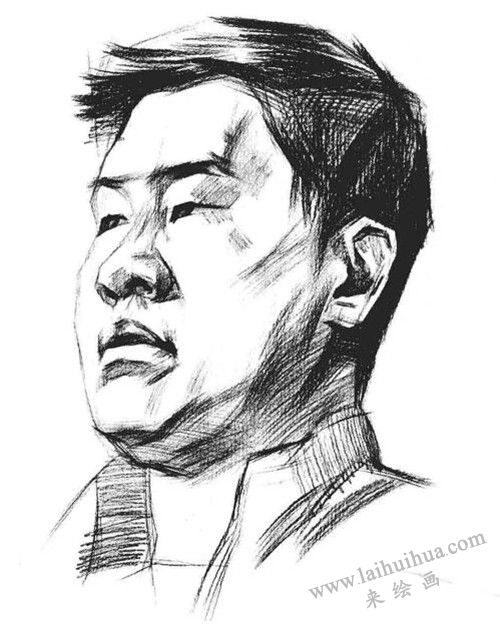 四分之三男青年肖像素描畫法步驟 四