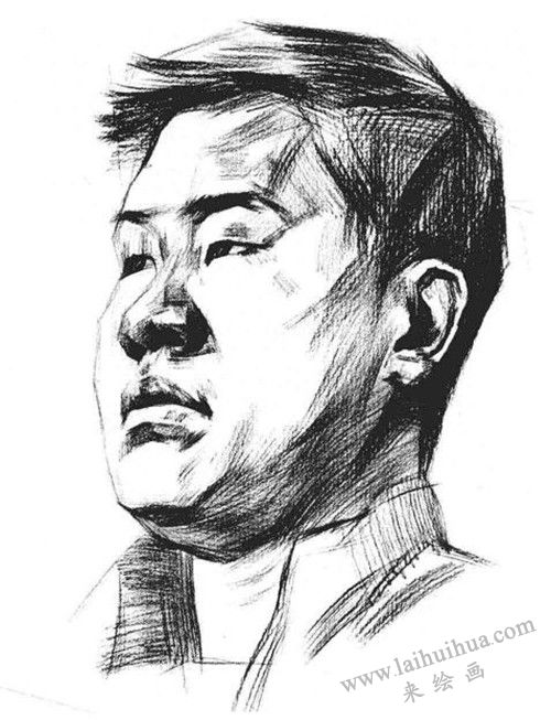 四分之三男青年肖像素描畫法步驟 五