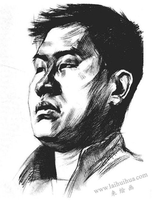 四分之三男青年肖像素描畫法步驟 六