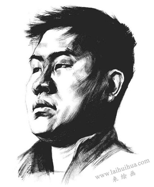四分之三男青年肖像素描畫法步驟 七