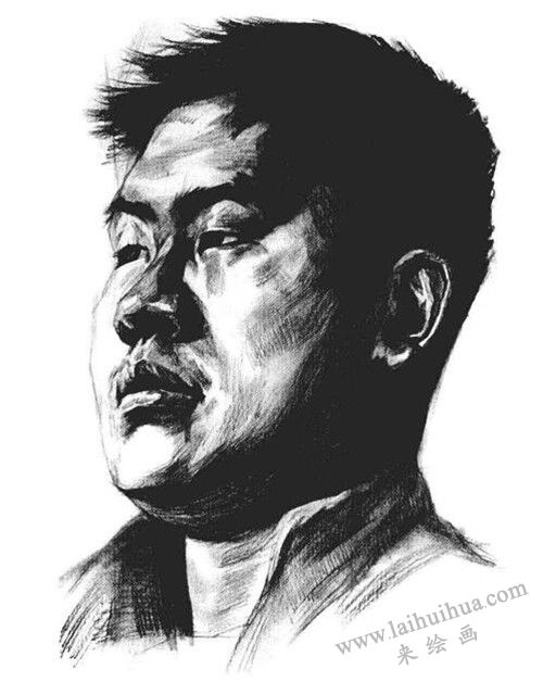 四分之三男青年肖像素描畫法步驟 八