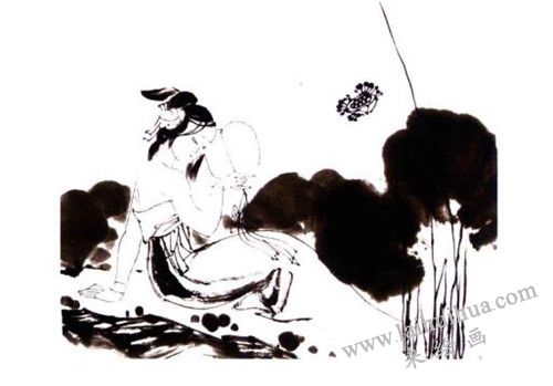 荷花、仕女國(guó)畫畫法步驟 02