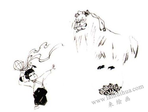 《舞獅》國畫畫法步驟 二