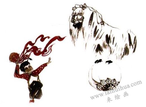 《舞獅》國畫畫法步驟 三