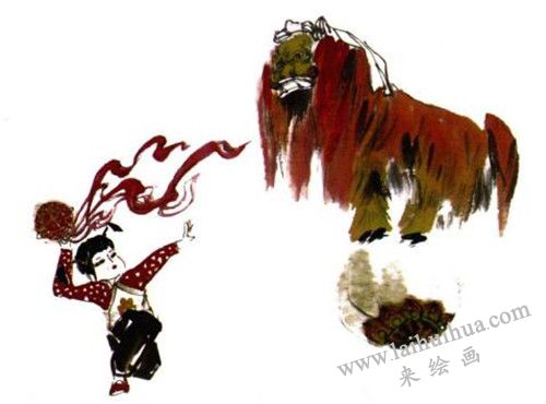 《舞獅》國畫畫法步驟 四