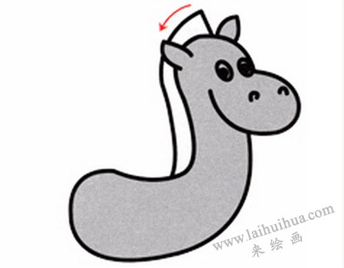  畫上馬鬃， 斑馬簡(jiǎn)筆畫畫法步驟三