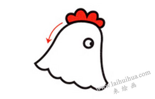 雞脖子，母雞下蛋簡(jiǎn)筆畫畫法步驟二
