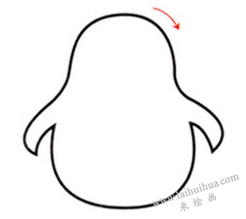 小企鵝的身體，小企鵝簡筆畫畫法步驟一