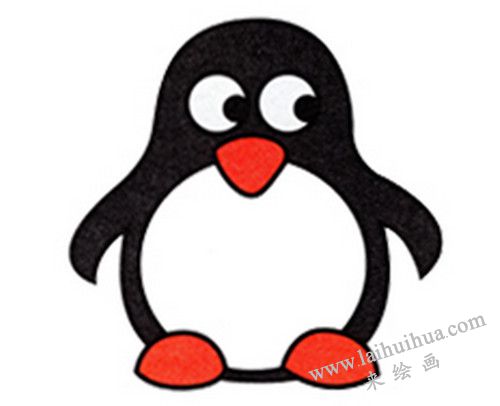 小企鵝簡筆畫畫法步驟五