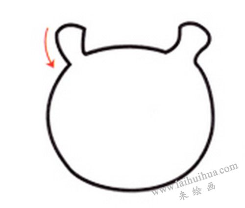 貓頭鷹的頭部和耳朵，貓頭鷹簡(jiǎn)筆畫(huà)畫(huà)法步驟一