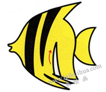 魚刺花紋畫法，熱帶魚簡筆畫畫法步驟四