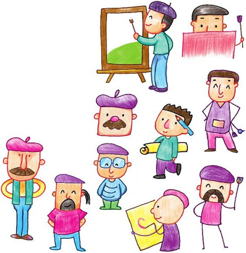畫家色鉛筆簡(jiǎn)筆畫
