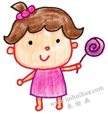 腿和棒棒糖，女孩簡筆畫畫法步驟四