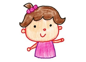 女孩色鉛筆簡(jiǎn)筆畫(huà)