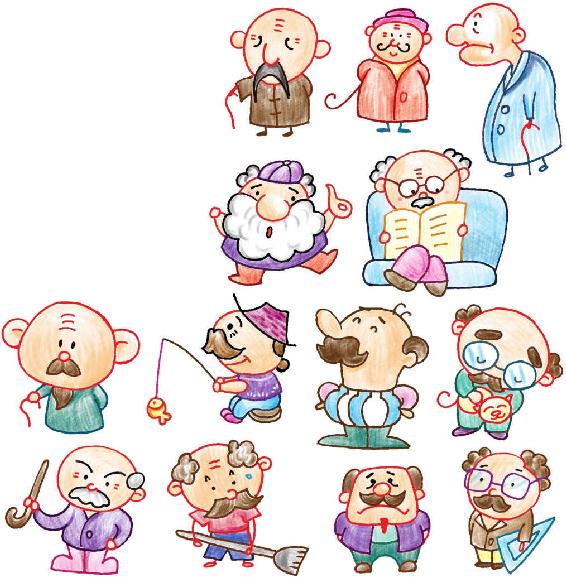 爺爺色鉛筆簡(jiǎn)筆畫