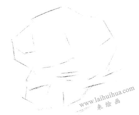 確定大小和位置，粉旭桃素描畫法步驟一