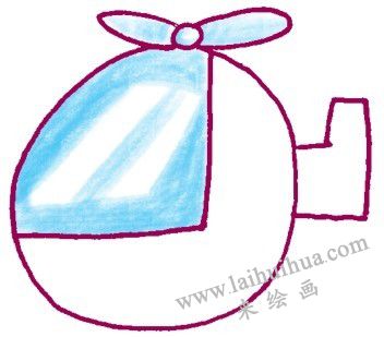 螺旋槳，直升機色鉛筆簡筆畫畫法步驟三