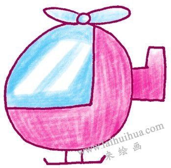 直升機色鉛筆簡筆畫畫法步驟四