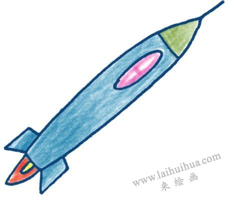 尾翼，戰(zhàn)斗機色鉛筆簡筆畫畫法步驟三