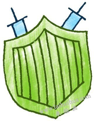劍，盾牌色鉛筆簡(jiǎn)筆畫(huà)畫(huà)法步三
