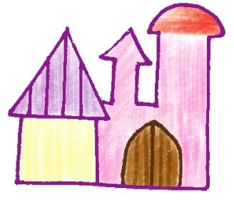 門(mén)，城堡色鉛筆簡(jiǎn)筆畫(huà)畫(huà)法步驟四