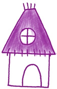 門，茅草屋色鉛筆簡筆畫畫法步驟二