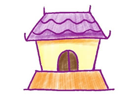 寺廟色鉛筆簡(jiǎn)筆畫