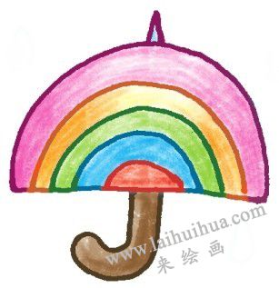 傘的色鉛筆簡(jiǎn)筆畫(huà)畫(huà)法步驟三