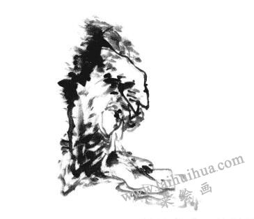 國(guó)畫竹子畫法步驟一：山石