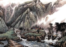 《云涌群峰溪谷秀》山水畫